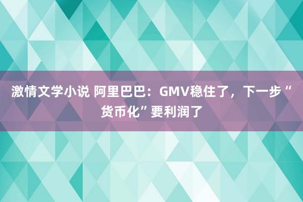 激情文学小说 阿里巴巴：GMV稳住了，下一步“货币化”要利润了