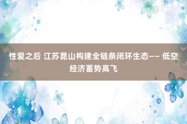 性爱之后 江苏昆山构建全链条闭环生态—— 低空经济蓄势高飞