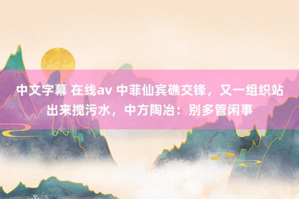 中文字幕 在线av 中菲仙宾礁交锋，又一组织站出来搅污水，中方陶冶：别多管闲事