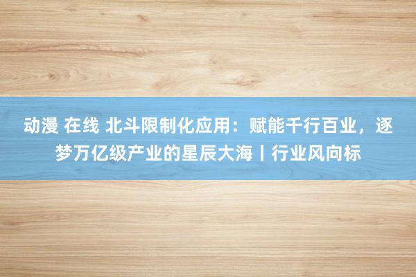 动漫 在线 北斗限制化应用：赋能千行百业，逐梦万亿级产业的星辰大海丨行业风向标