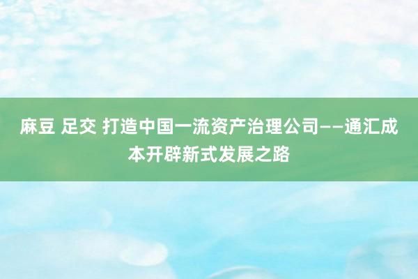 麻豆 足交 打造中国一流资产治理公司——通汇成本开辟新式发展之路