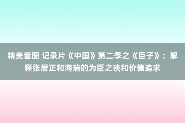 精美套图 记录片《中国》第二季之《臣子》：解释张居正和海瑞的为臣之谈和价值追求