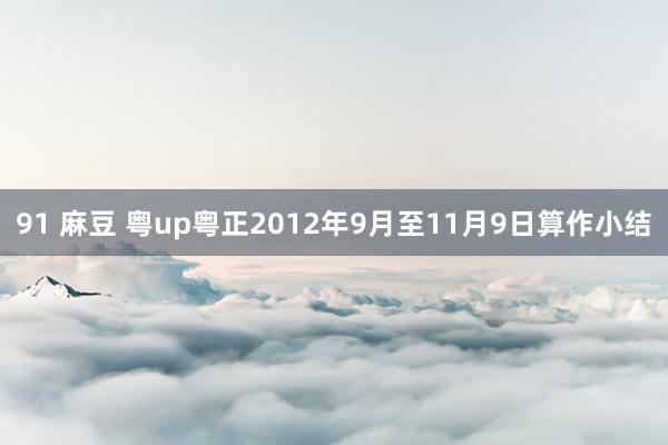 91 麻豆 粤up粤正2012年9月至11月9日算作小结